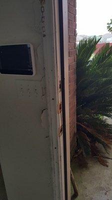 Door frame damage by tenants and property management didn't care