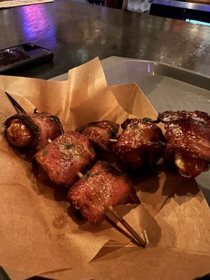 Bacon wrapped dates! Keep 'em coming!