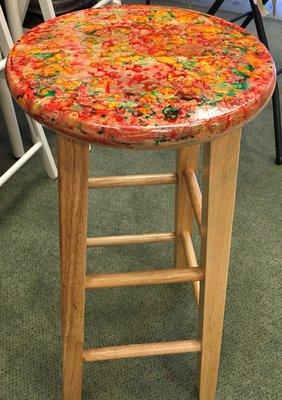 Stools with marbling art