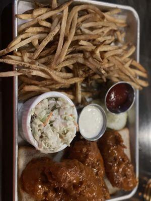 Hot chicken tenders (Nashville hot) with fries