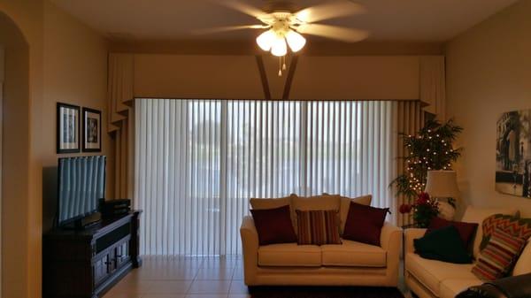 Vertical blinds idea for slider in your living room