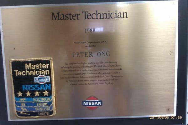 Certified Master Technician: Peter Ong!