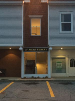 View of office building from route 27. Route 30 is to the left.