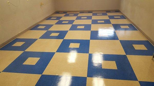 Vct tile that we stripped and waxed