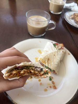 Bomb bahn mi burrito and mocha mushroom latte