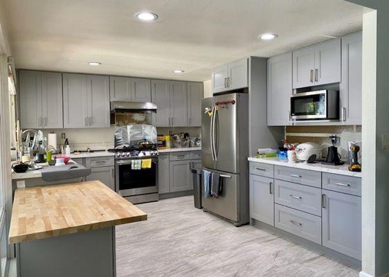 Kitchen remodel. New flooring, cabinets, and countertops