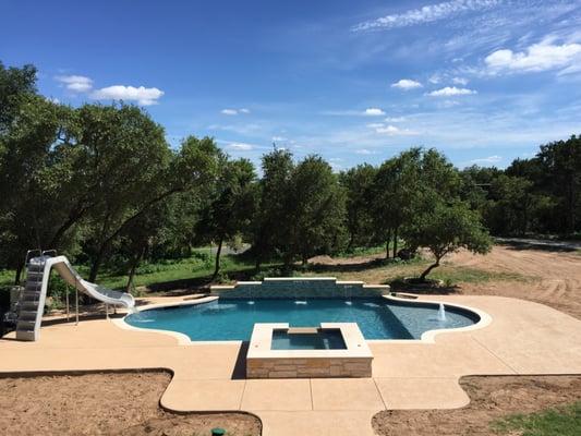 Brent P, Leander, Tx Custom Pool & BBQ. - The view from up on the client's porch.