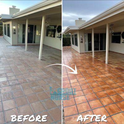 Service: Strip-Clean Saltillo & Grout / Wet-look Topical Sealer