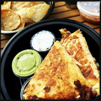 Chicken Quesadillas and Minerva's Chips & Salsa