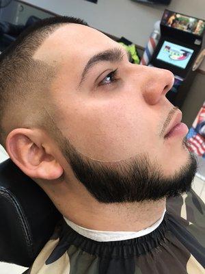 Bald fade with beard