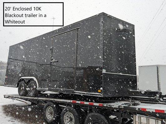 Delivering rain or snow! 20' Car Hauler in black with blackout package