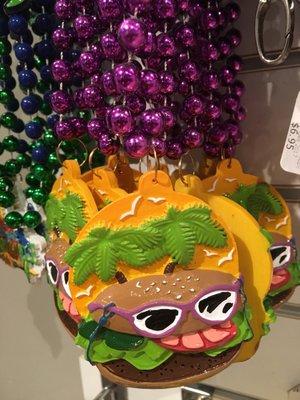 2/16/18. Friday night. Cheeseburger In Paradise Mardi Gras beads!