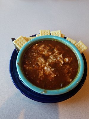 West Virginia version of Maryland Crab Soup! Had to ask for the Old Bay, Again! ..... lol