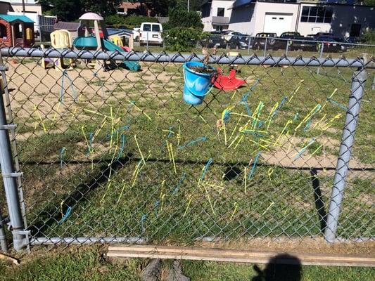 Zip-ties on the fence?