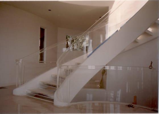 Custom Acrylic Stair Case, designed, engineered and manufactured for a private Bel-Air residence.