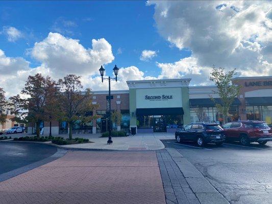 Our storefront; halfway down the the Levis Commons Blvd, across from Bar Louie