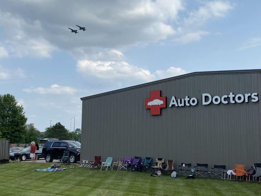 Watching the air show at Auto Doctors.