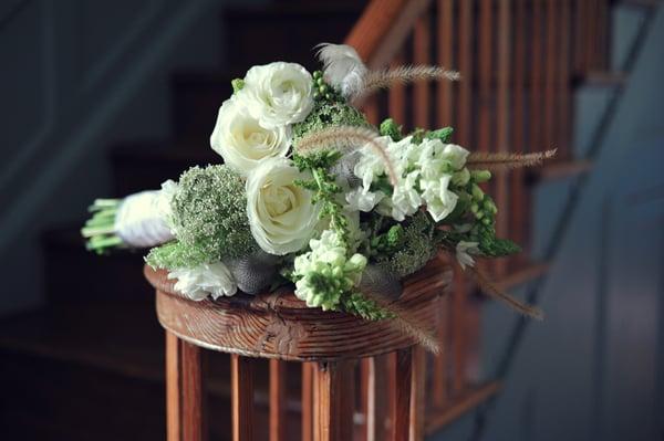 A homemade bridal bouquet on Virginia's Eastern Shore.