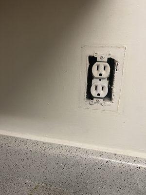 Exposed outlets. (They came to fix something and left it like this??)