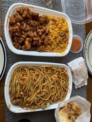 S23. General Tso's Chicken, Chicken Lo Mein (Quart), Crab Rangoon (6)