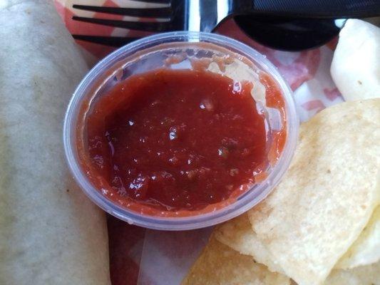 they give you actual salsa. it's good too!