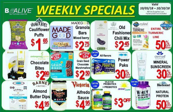 Weekly Specials 10/3 - 10/10. Have a great week everyone :)