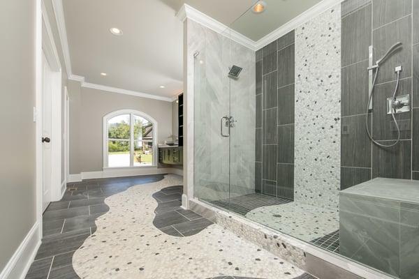 Custom Master Bath with custom interior designed tile.