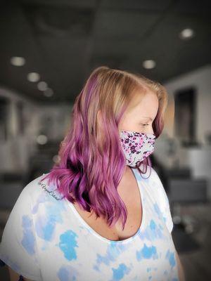 Pink and purple balayage