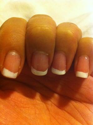 Messed up French manicure and dirty cuticles