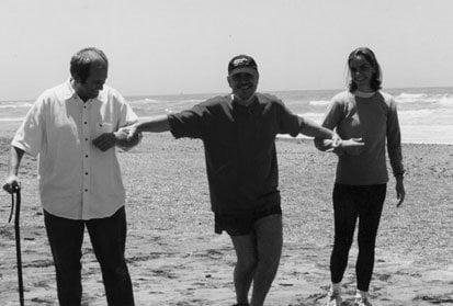 Meir with others at the beach