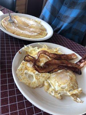 Combo pancake, eggs, hash browns, bacon