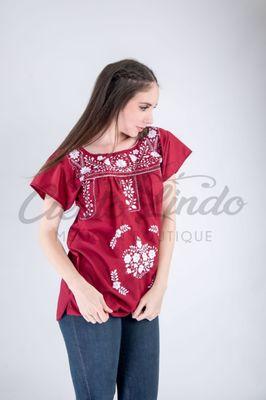 Texas A & M maroon and white blouse available in sizes S up to 2XL