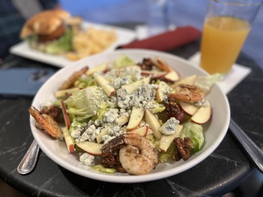 Apple walnut salad with shrimp