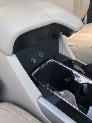 Seat heaters can be added to virtually any vehicle's front or rear seats.   Pictured here are the custom-mounted control switches.