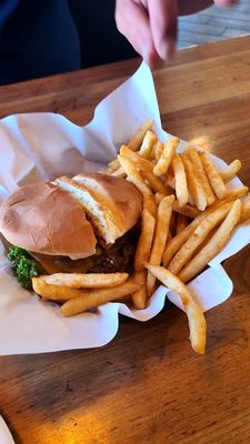 Cheeseburger plus battered fries