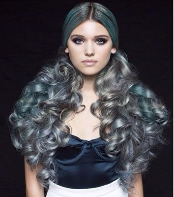 Grey/blue ombré hair