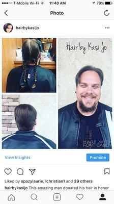 He grew his hair out to donate it.