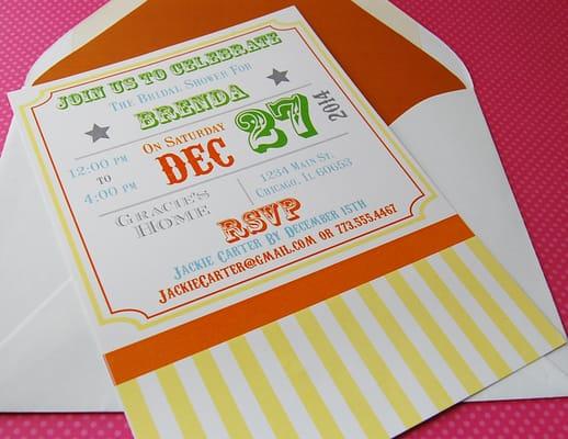 Custom Bridal Shower Invitations starting $2.00 each.