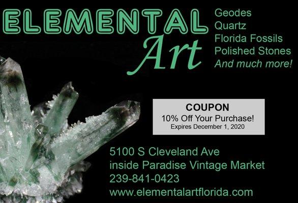 Welcome to Elemental Art Rocks Fossils Shells