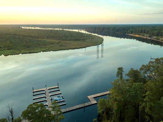 The River Bluffs Marina is partially installed, it will boat 181-slips in the future.