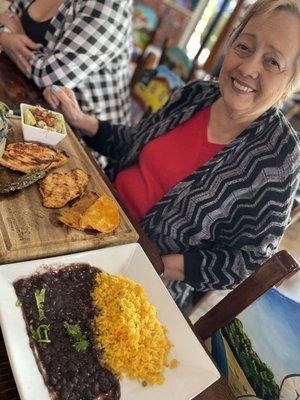 Grilled Chicken Platter came with rice, beans, mini quesadillas, tortillas and all the fixings