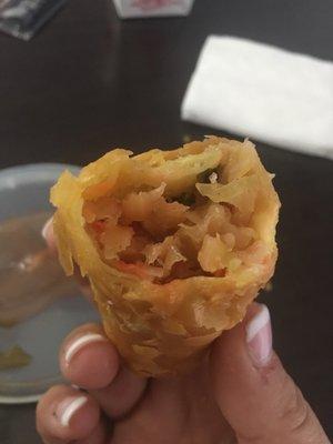 Not much going on inside the egg roll.