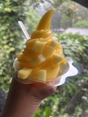 Mango whip with pineapple chunks