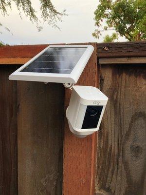 Ring Camera with Solar panel for charging Batteries.