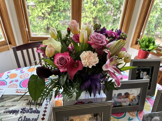 Beautiful floral arrangement by Karen, the floral stylist at Rockford Plaza, Schnucks