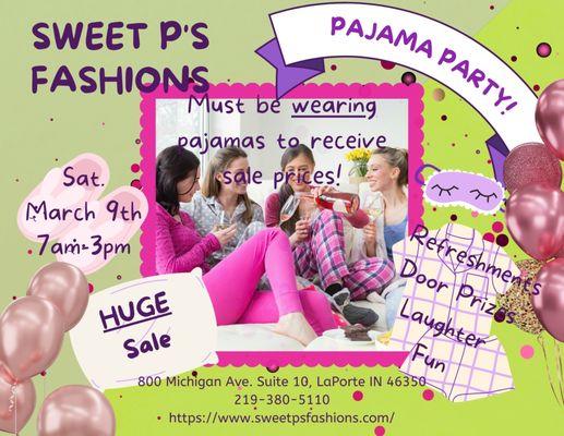 Event, March 9, 2024 - MUST WEAR PAJAMA something.
SPECIAL EVENT HOURS: 7am-3pm, SAT MARCH 9 ONLY.