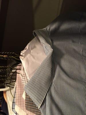 Another messed up collar - again, same batch.  5/6 shirts needed to be ironed again.