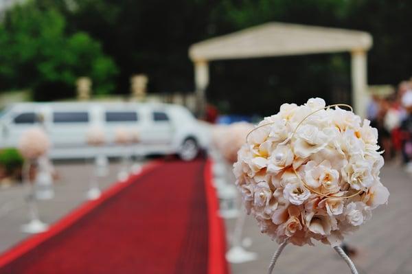 Great photo of a red carpet wedding!