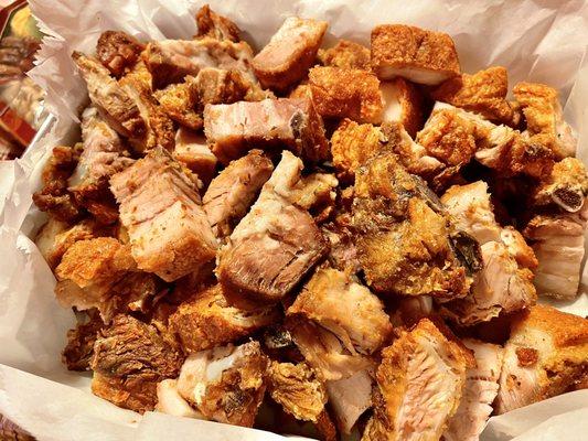 Delicious authentic Filipino food. Crispy deep fried pork belly (Lechon Kawali)