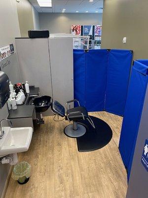 Privacy screens if you would like your haircut in private.  Just as your stylist.